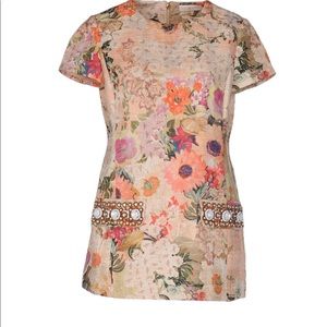 Tory Burch floral jeweled tunic sz 6